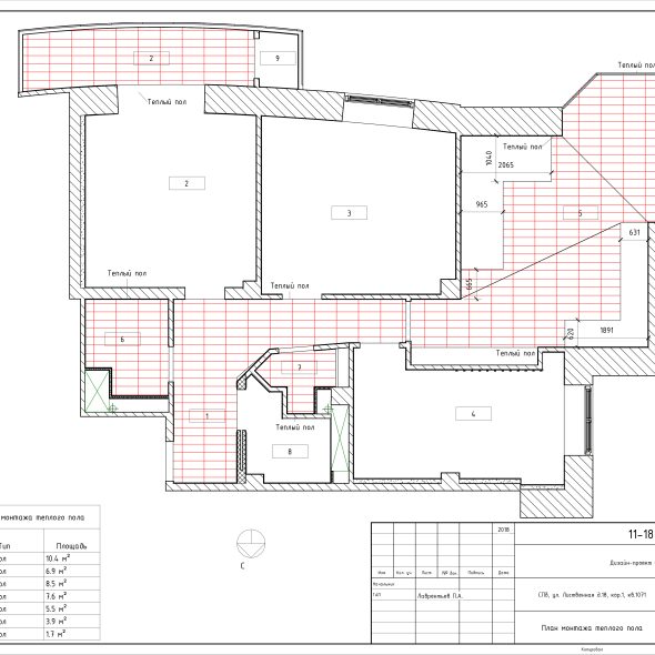 Черчеж проекта современной четырехкомнатной квартиры 27