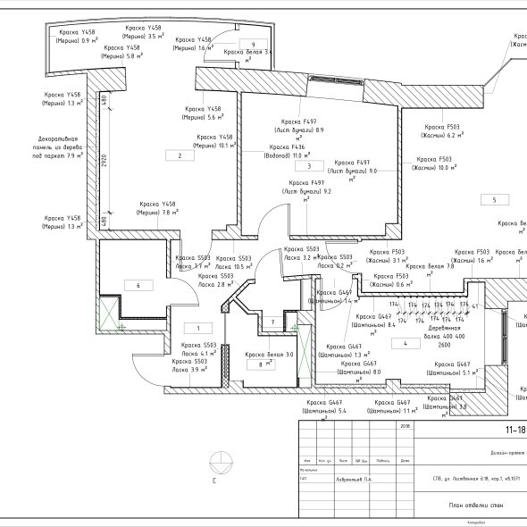 Черчеж проекта современной четырехкомнатной квартиры 30