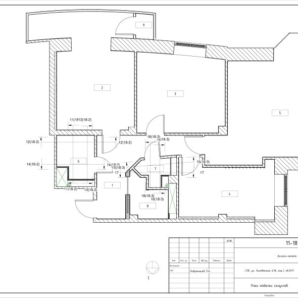 Черчеж проекта современной четырехкомнатной квартиры 31