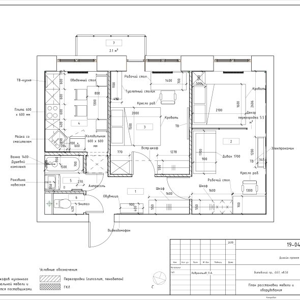 Дизайн квартиры двухкомнатной черчеж 