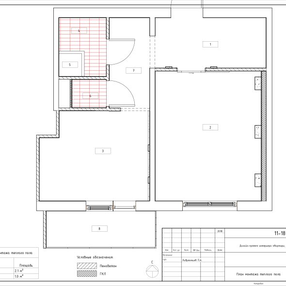 Дизайн интерьера однушки чертеж