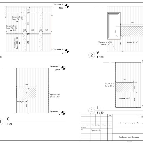 Дизайн интерьера однушки чертеж