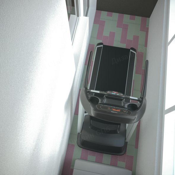 тренажер на стильной лоджии небольшой квартиры