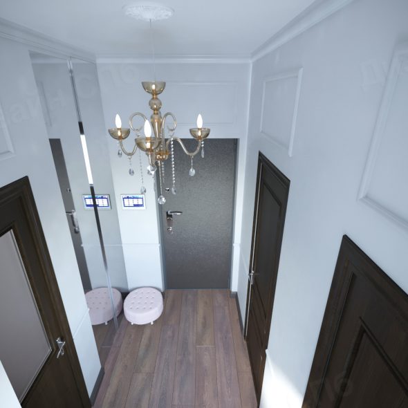 визуальное оформление коридора однокомнатной квартиры на Приморском проспекте