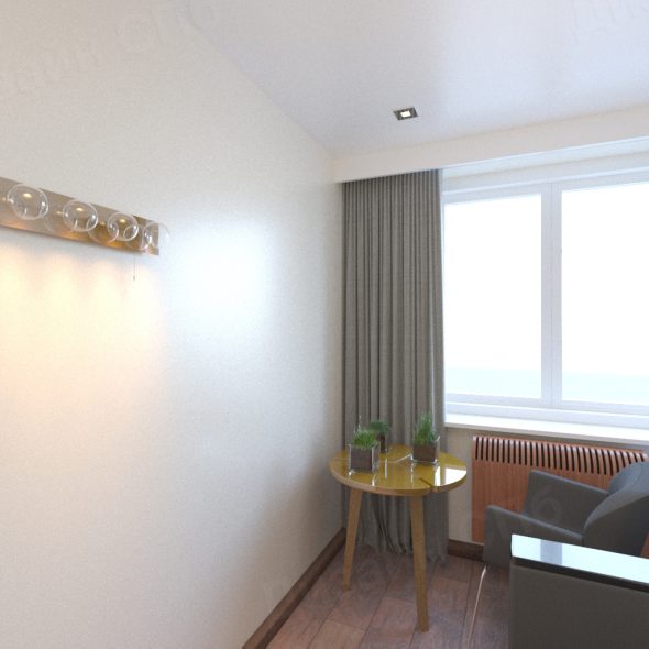 дизайн кабинета с окном трехкомнатной квартиры спб