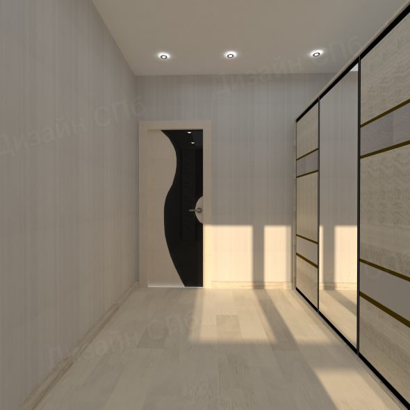 просторное межкомнатное пространство интерьера трехкомнатной квартиры классика