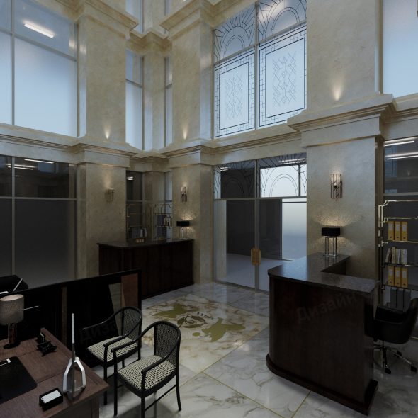 офисный интерьер с нотами неоклассицизма 