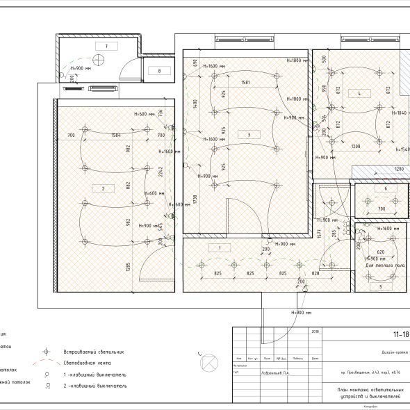 Чертеж 2-х комнатной квартиры