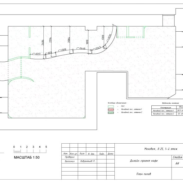 Дизайн проект интерьера кафе черчеж 