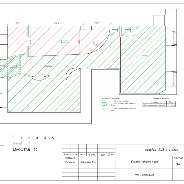 Дизайн проект интерьера кафе черчеж 