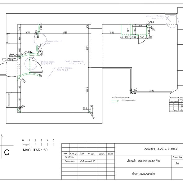 Дизайн проект интерьера кафе черчеж 