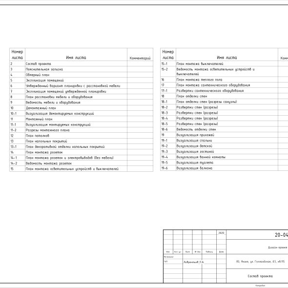 Дизайн проект квартиры черчеж