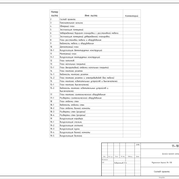 Черчеж дизайн интерьера светлой однокомнатной квартиры