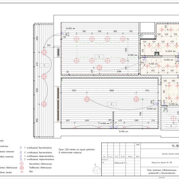Черчеж дизайн интерьера светлой однокомнатной квартиры