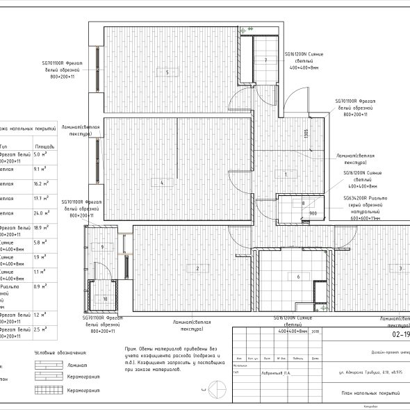 Чертеж проекта трехкомнатной квартиры