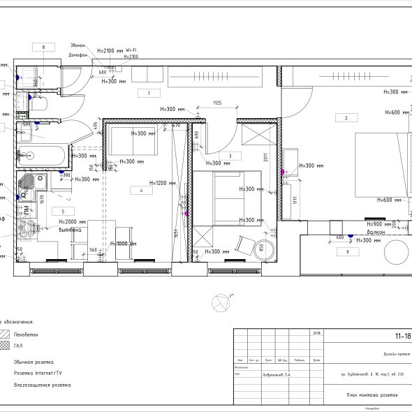 Дизайн трехкомнатной квартиры черчеж проекта 