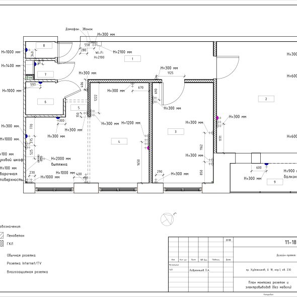 Дизайн трехкомнатной квартиры черчеж проекта 