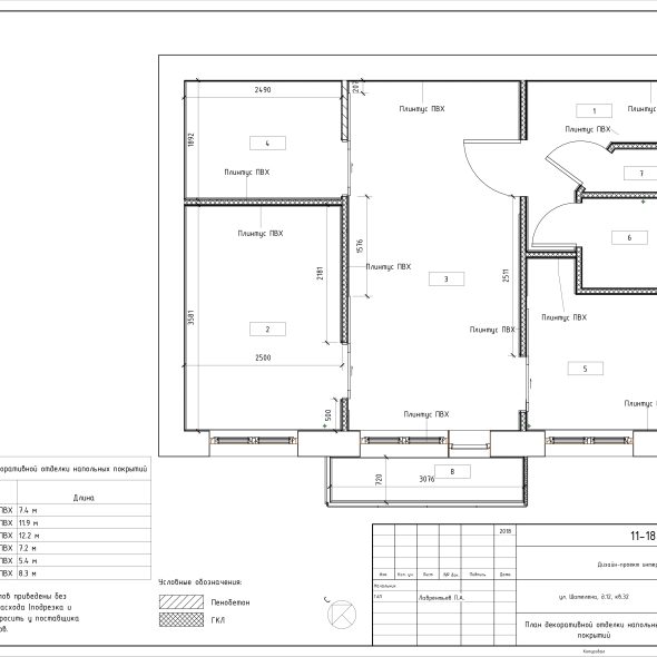 Трехкомнатная квартира интерьерный дизайн черчеж