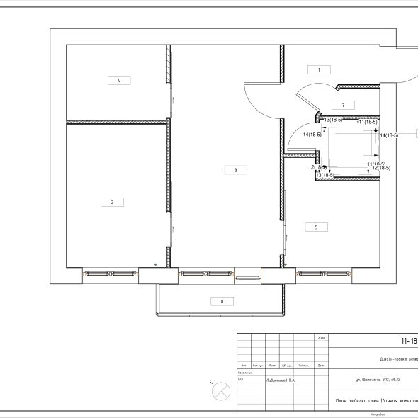 Трехкомнатная квартира интерьерный дизайн черчеж