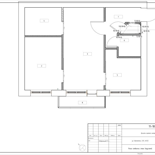Трехкомнатная квартира интерьерный дизайн черчеж