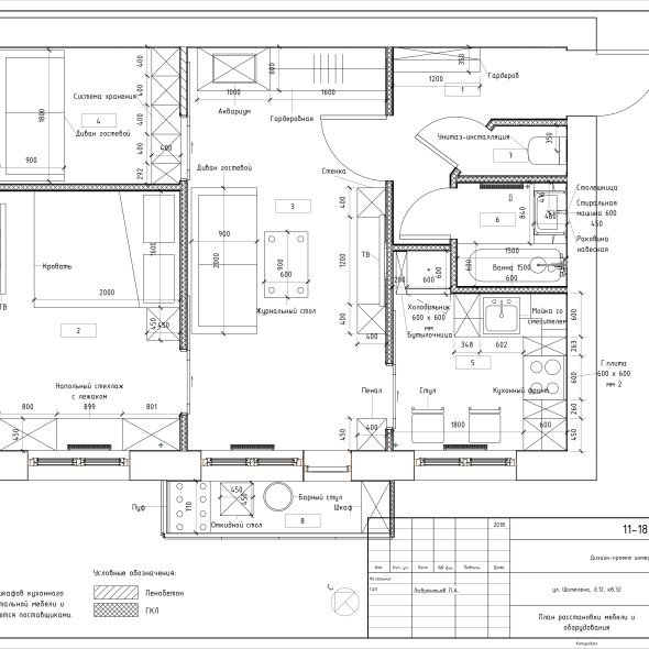 Трехкомнатная квартира интерьерный дизайн черчеж