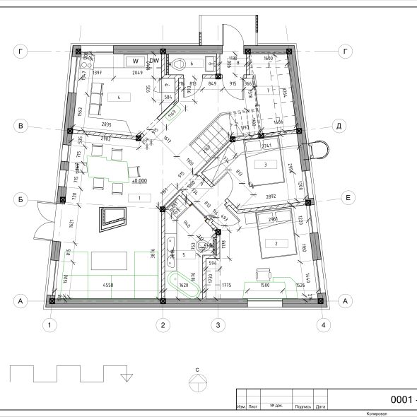 Черчеж красивого дизайн проекта частного дома  2