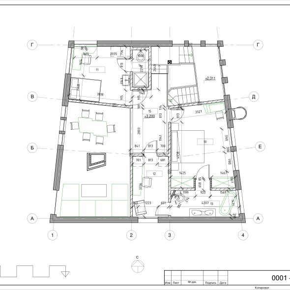 Черчеж красивого дизайн проекта частного дома  3