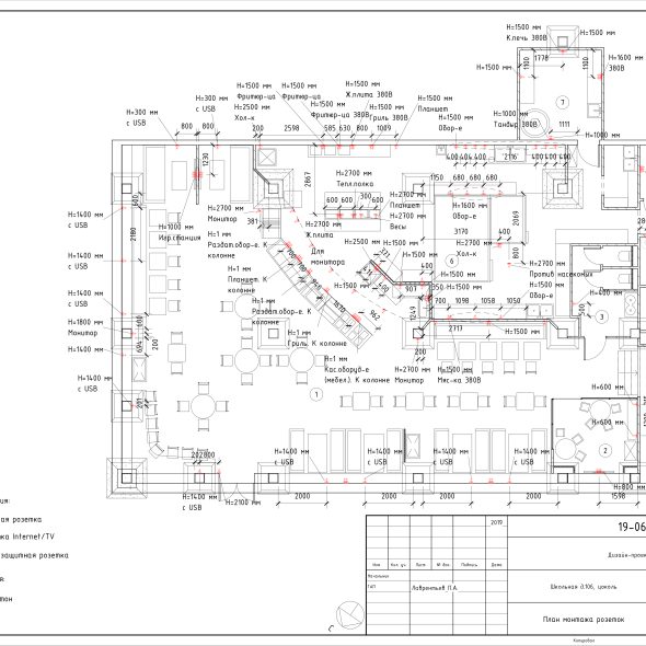 Черчеж современного дизайн проекта кафе