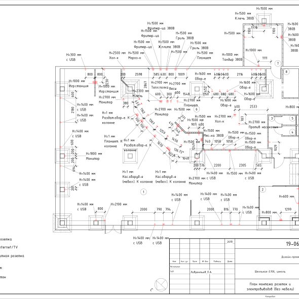 Черчеж современного дизайн проекта кафе