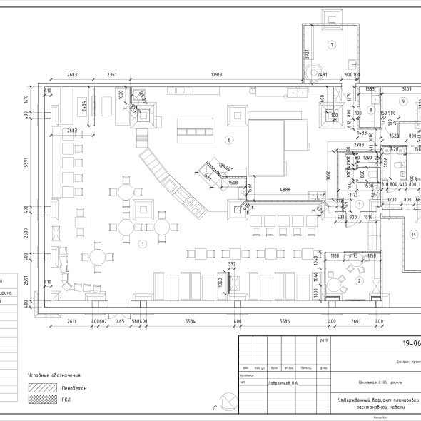 Черчеж современного дизайн проекта кафе
