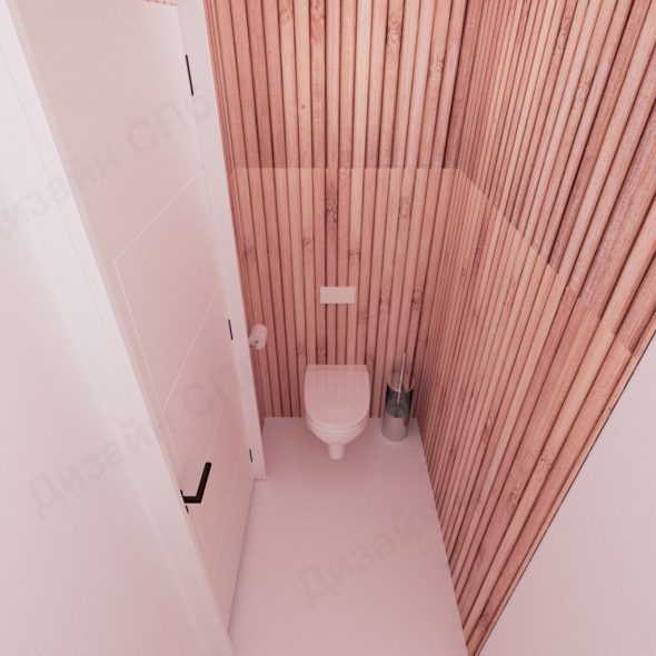 розовый оттенок на всех плоскостях санузла частного дома