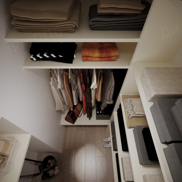 гардеробный отсек однокомнатная квартира дизайн неоклассика 