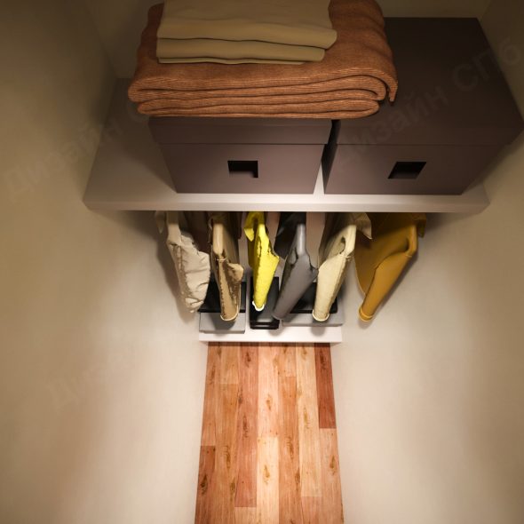 внутренний вид гардеробной современной двухкомнатной квартиры 