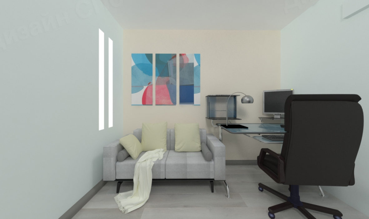 визуальное оформление небольшого кабинета светлой трехкомнатной квартиры