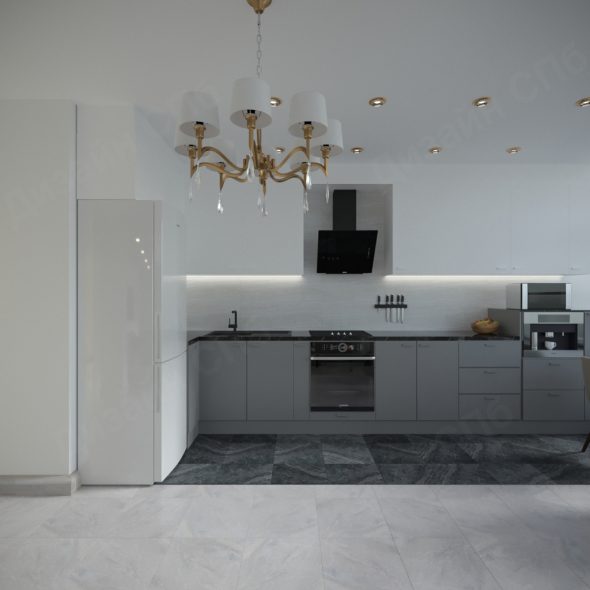 прямоугольная кухня в стиле лофт