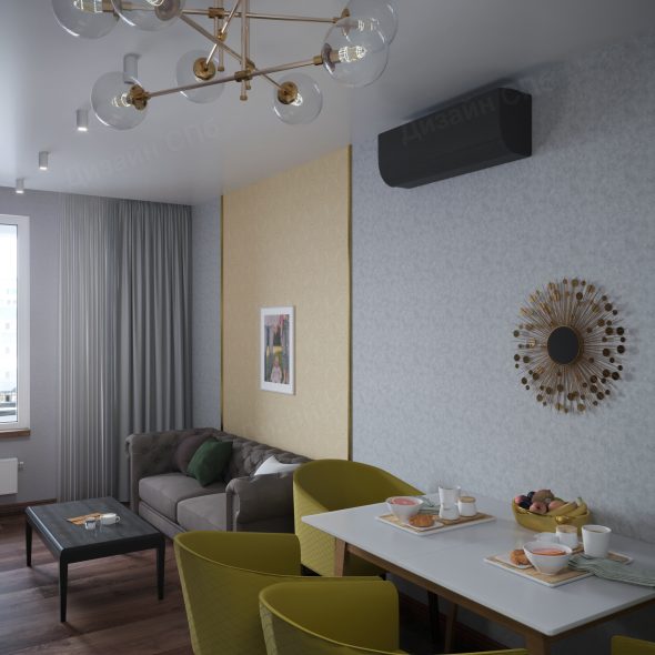 интерьер комнаты просторной квартиры неоклассика 