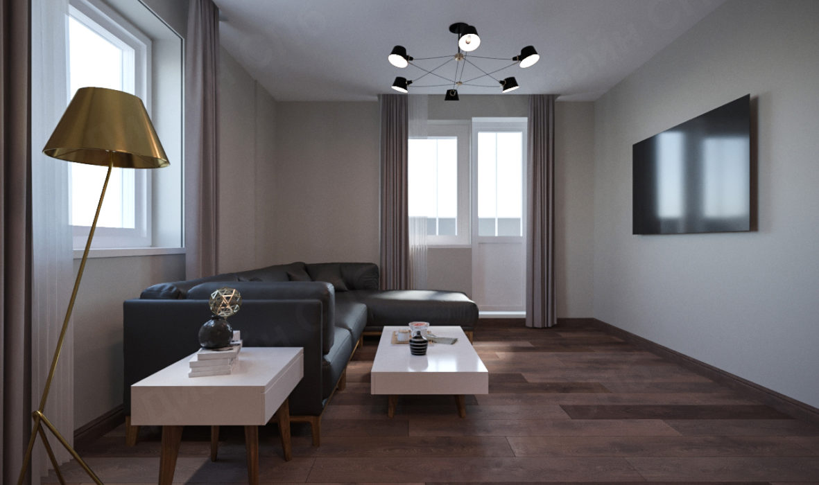 просторный интерьер современной двухкомнатной квартиры минимализм