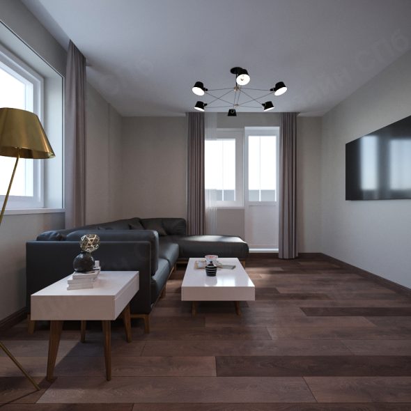 просторный интерьер современной двухкомнатной квартиры минимализм