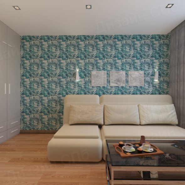 Оформление интерьера 2-х комнатной квартиры с диваном и столом