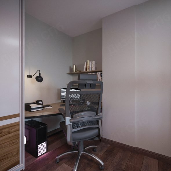 оформление пространства под рабочее место двухкомнатной квартиры