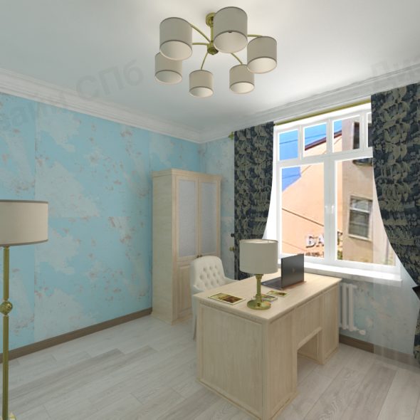 учебный и рабочий уголок трехкомнатной квартиры дизайн