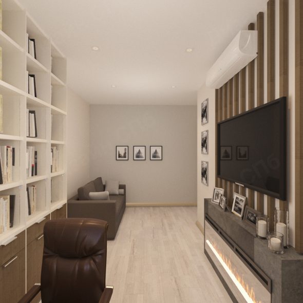 прямоугольная гостиная четырехкомнатной квартиры минимализм