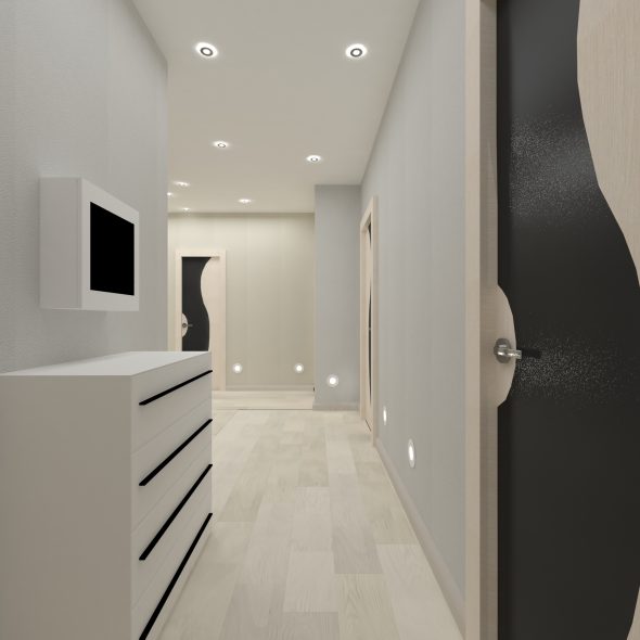 Дизайн интерьера коридора черно-белый