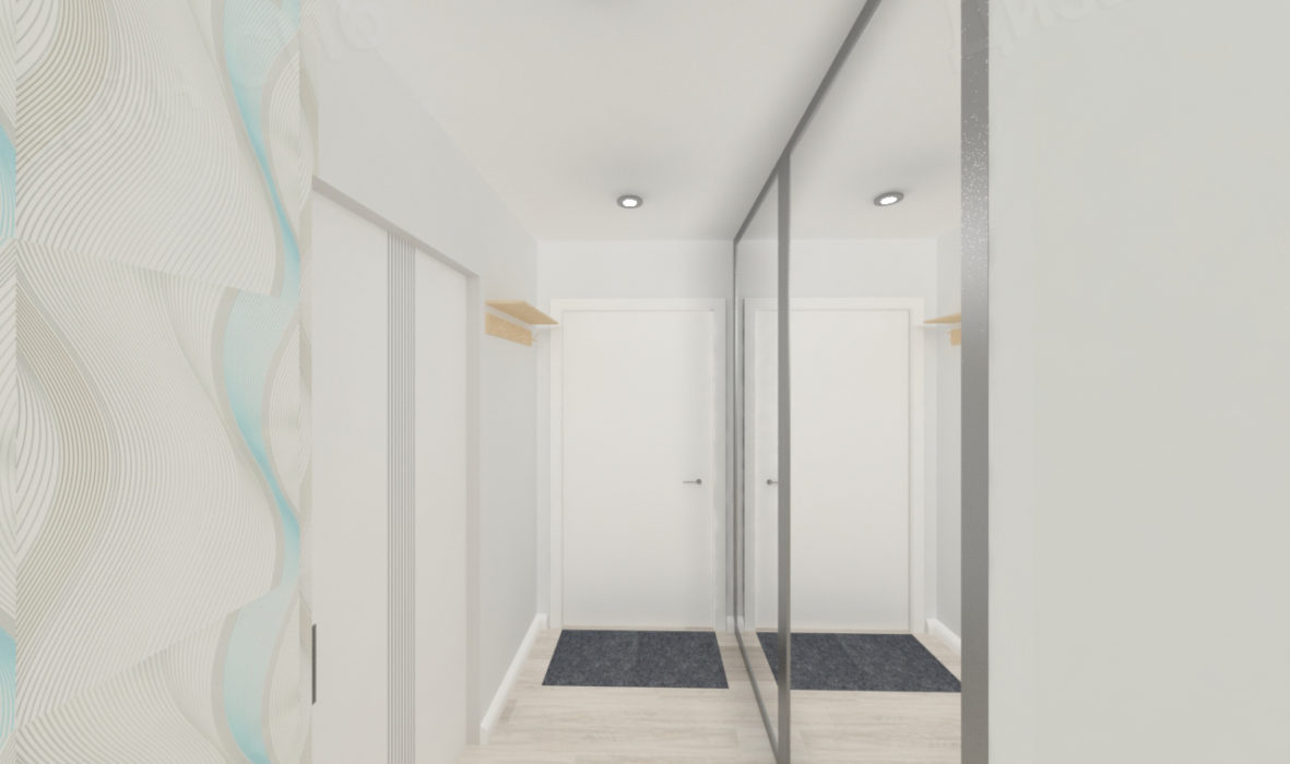 коридор в скандинавском формате в светлой трехкомнатной квартире