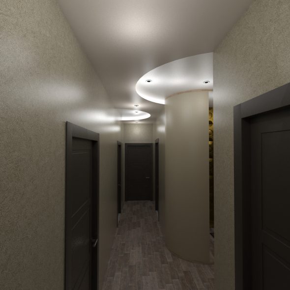 Дизайн интерьера коридора черно-белый