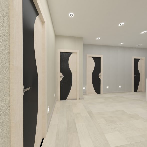 Дизайн интерьера коридора черно-белый