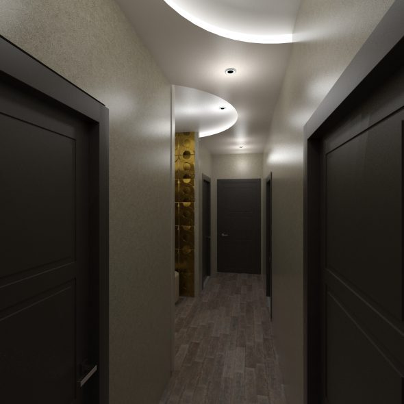 Дизайн интерьера коридора черно-белый