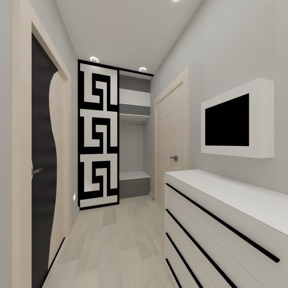 Дизайн интерьера коридора черно-белый