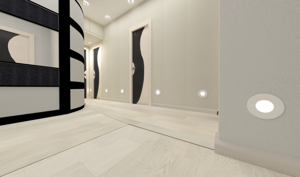 Дизайн интерьера коридора черно-белый