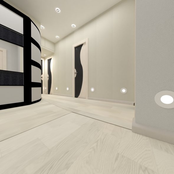 Дизайн интерьера коридора черно-белый